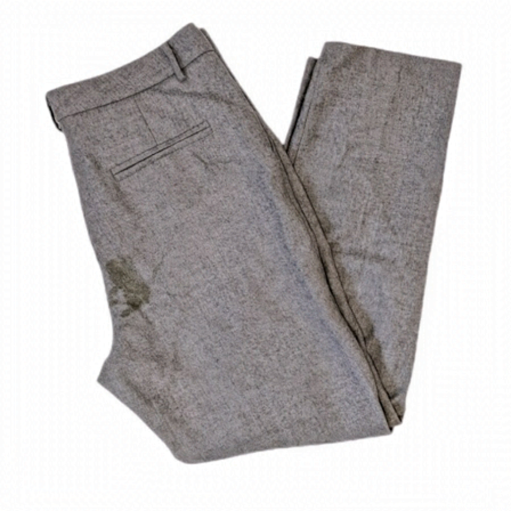 2/$20 Marmier 100% wool Grey Pleated Trouser Pants Size 34 ** STAIN **